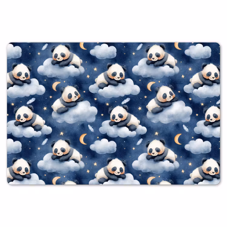 Placemat - 6 stuks - Panda's - Slapen - Blauw — 7