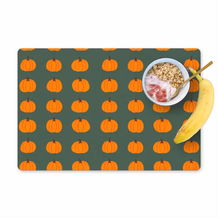 Placemat - 6 stuks - Pompoen - Patroon - Oranje — 1
