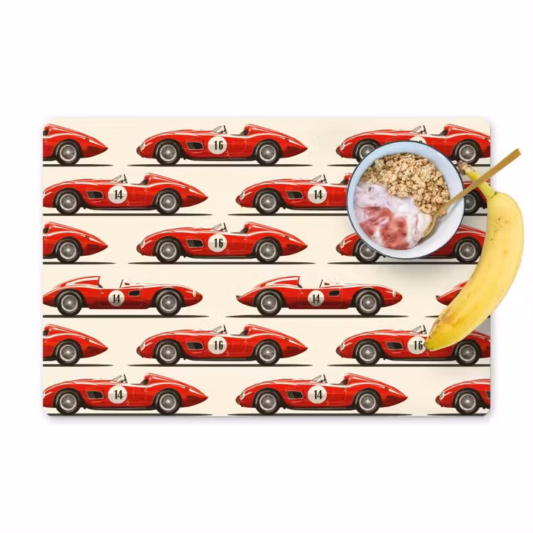 Placemat - 6 stuks - Raceauto - Retro - Rood — 1
