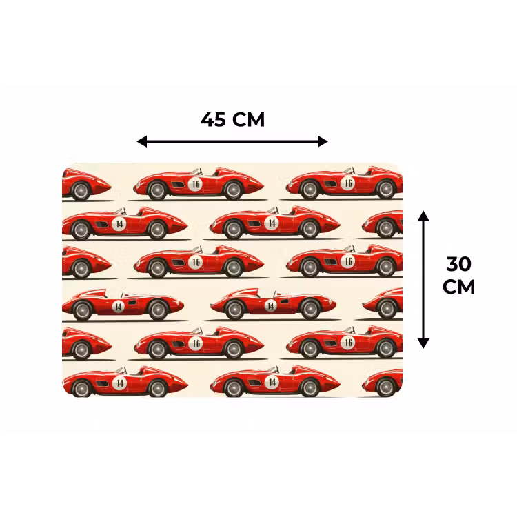 Placemat - 6 stuks - Raceauto - Retro - Rood — 3
