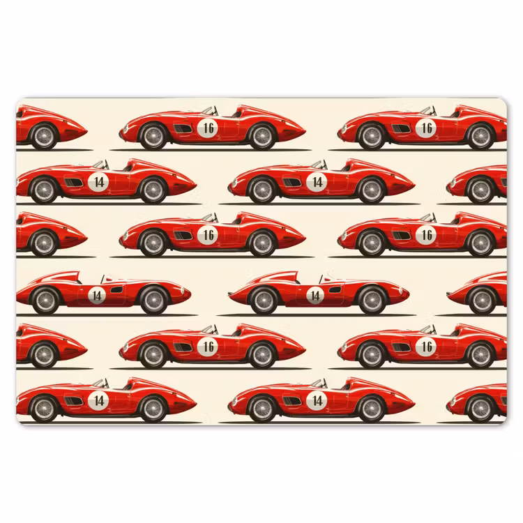 Placemat - 6 stuks - Raceauto - Retro - Rood — 7