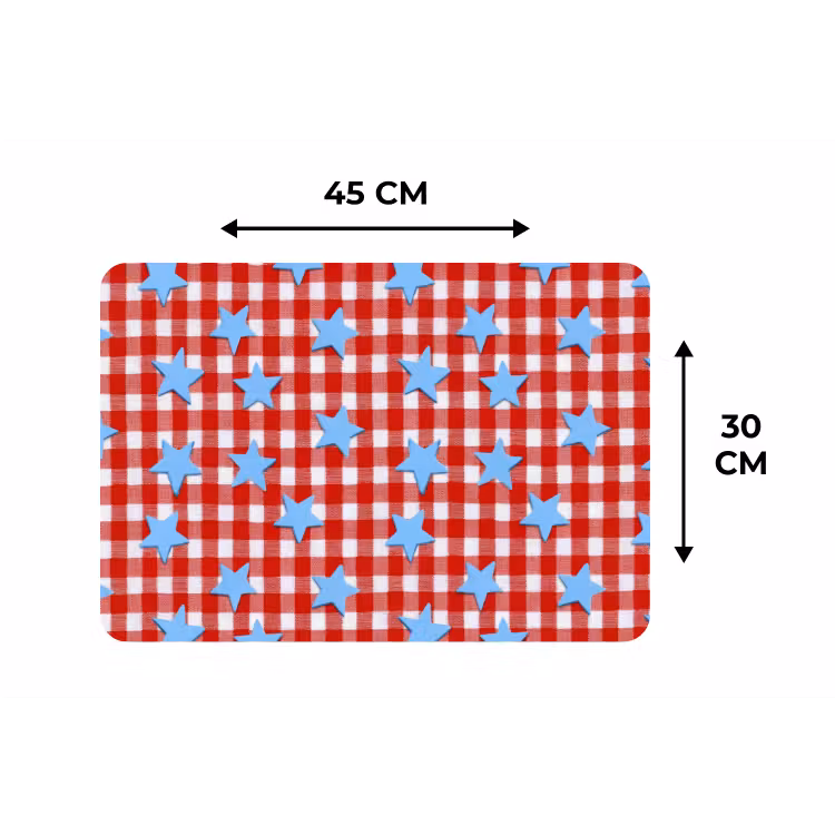 Placemat - 6 stuks - Ruit - Sterren - Rood — 3