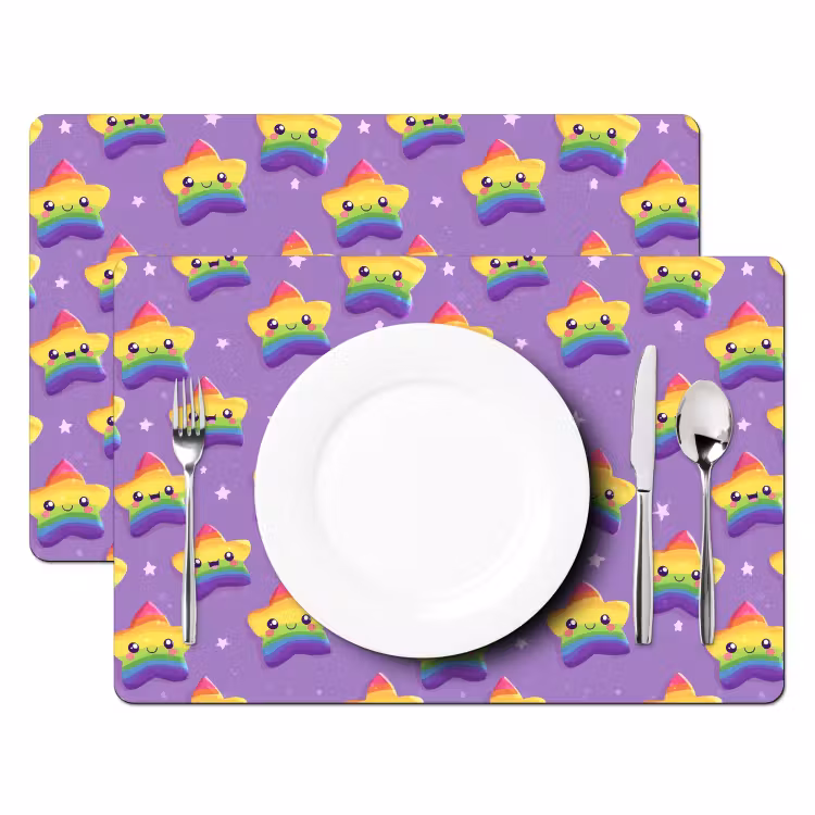 Placemat - 6 stuks - Sterren - Regenboog - Paars — 2