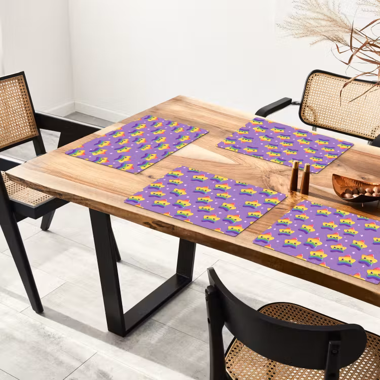 Placemat - 6 stuks - Sterren - Regenboog - Paars — 5