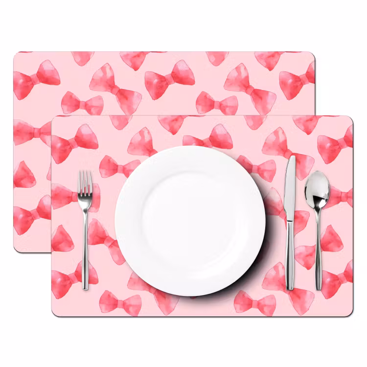 Placemat - 6 stuks - Strikken - Aquarel - Roze — 2