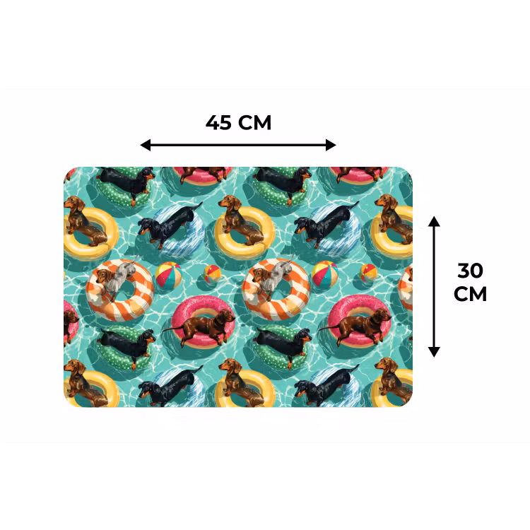 Placemat - 6 stuks - Teckels - Zwembad - Kleurrijk — 3