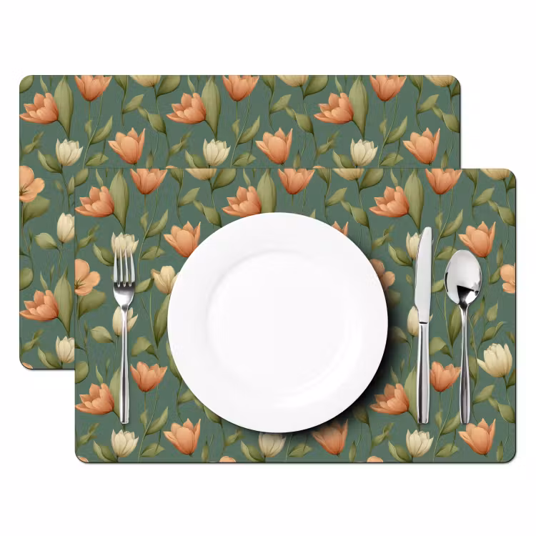 Placemat - 6 stuks - Tulpen - Botanisch - Groen — 2