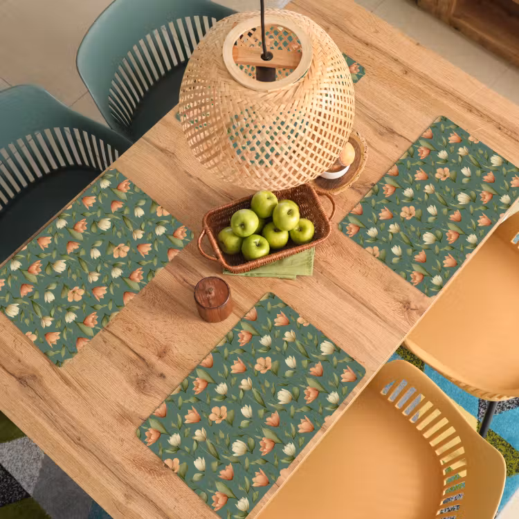 Placemat - 6 stuks - Tulpen - Botanisch - Groen — 6