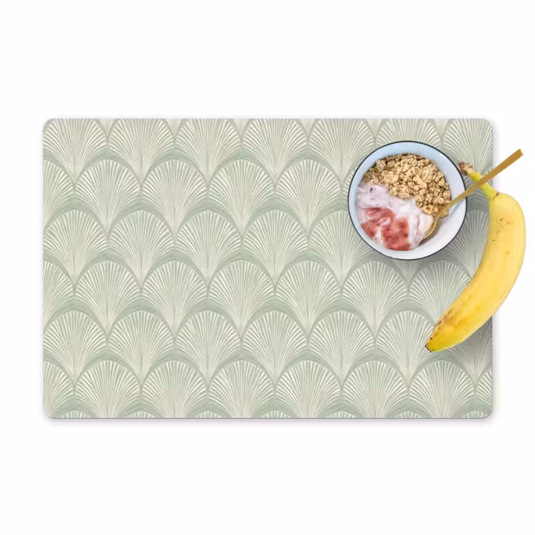 Placemat - 6 stuks - Waaiers - Patroon - Groen — 1