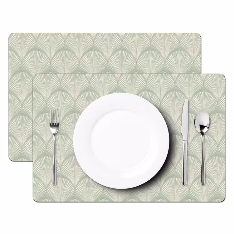 Placemat - 6 stuks - Waaiers - Patroon - Groen — 2