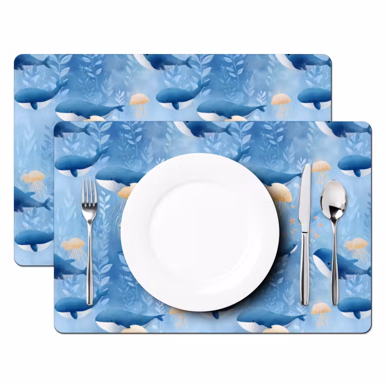 Placemat - 6 stuks - Walvissen - Oceaan - Blauw — 2