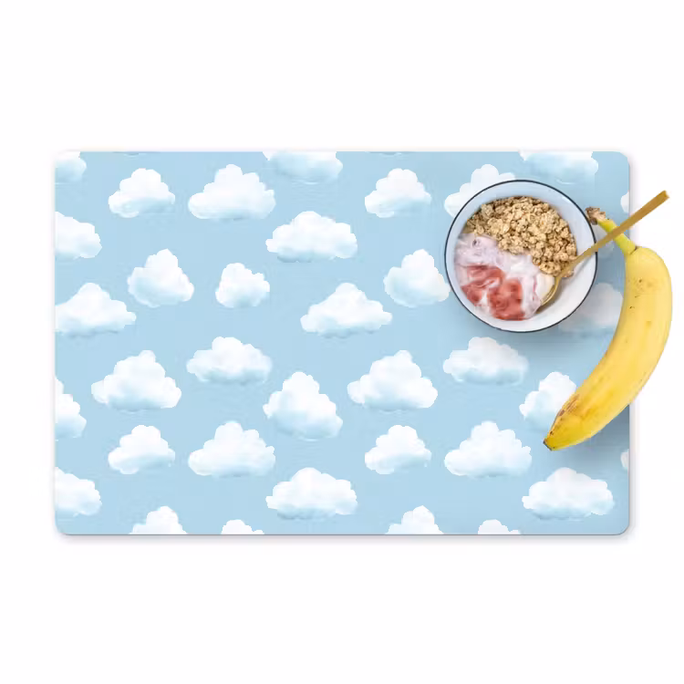 Placemat - 6 stuks - Wolken - Illustratie - Blauw — 1