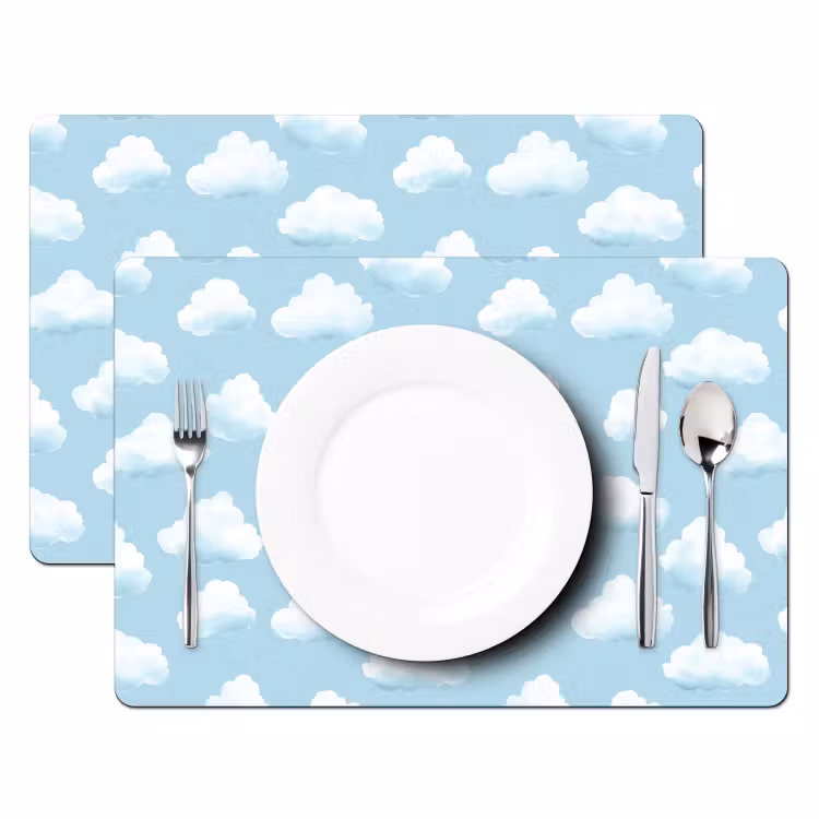 Placemat - 6 stuks - Wolken - Illustratie - Blauw — 2