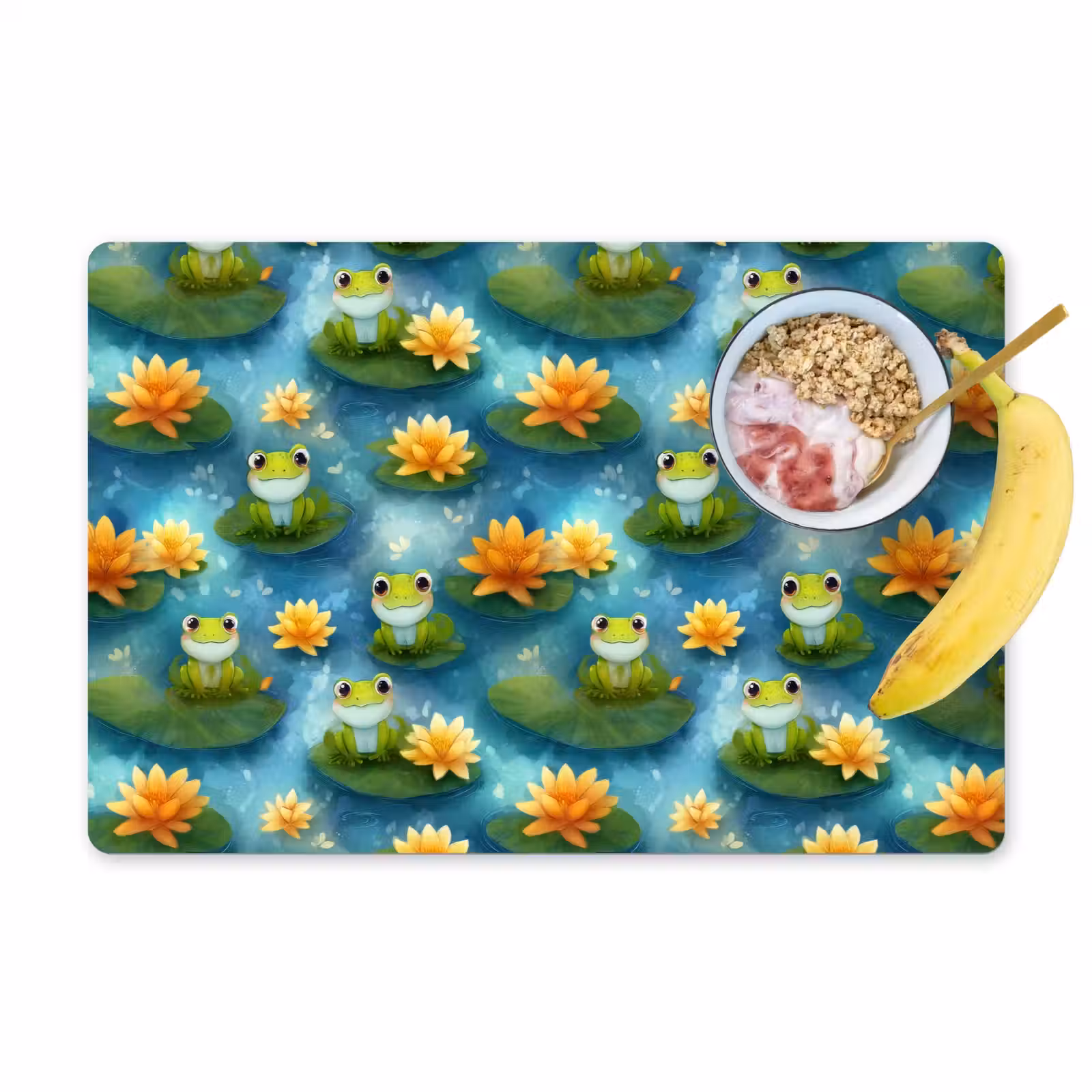 Placemat - 6 stuks - Kikker - Lelies - Groen — 1