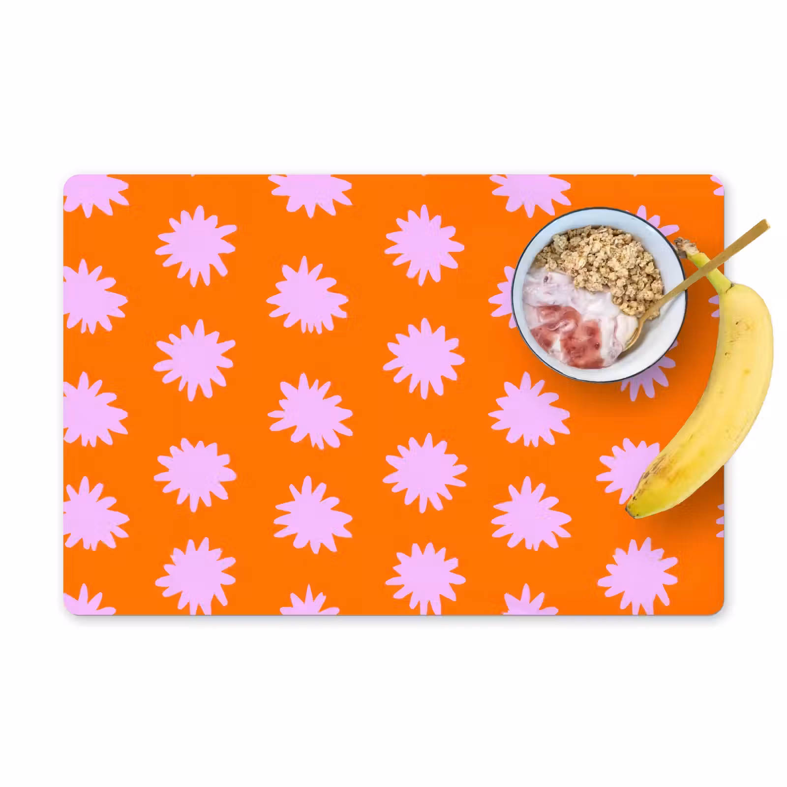 Placemat - 6 stuks - Retro - Bloemen - Oranje — 1