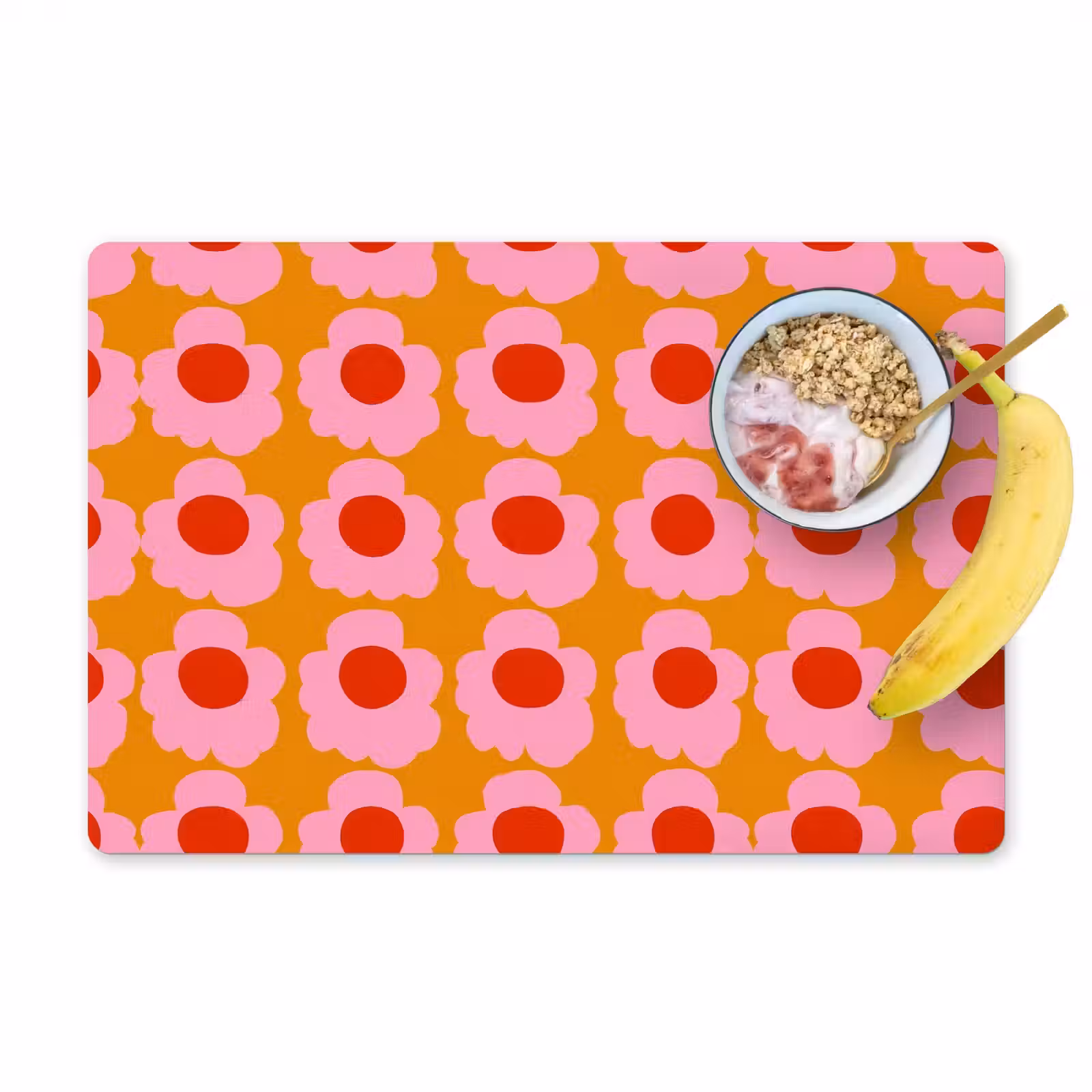 Placemat - 6 stuks - Retro - Bloemen - Roze — 1