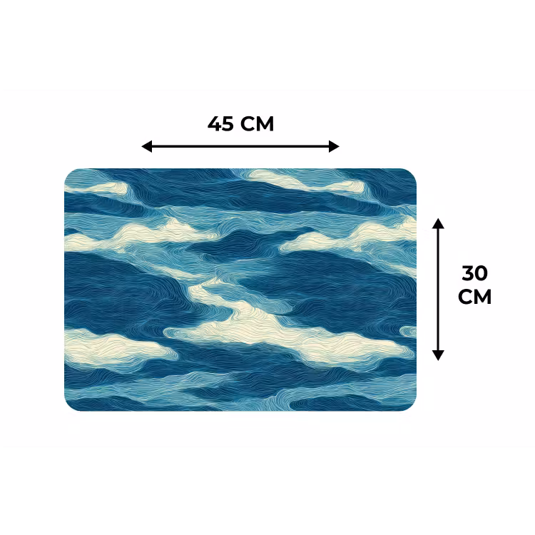 Placemat - 6 stuks - Golven - Abstract - Patroon - Blauw - Wit — 3