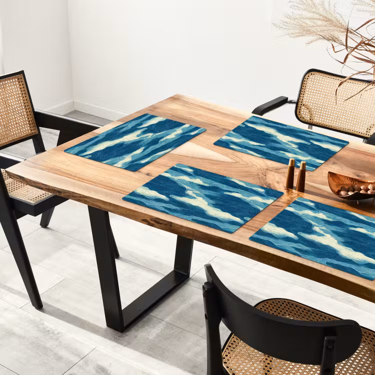 Placemat - 6 stuks - Golven - Abstract - Patroon - Blauw - Wit — 5