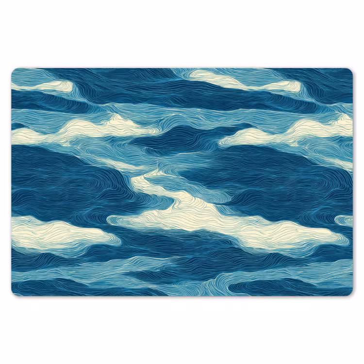 Placemat - 6 stuks - Golven - Abstract - Patroon - Blauw - Wit — 7