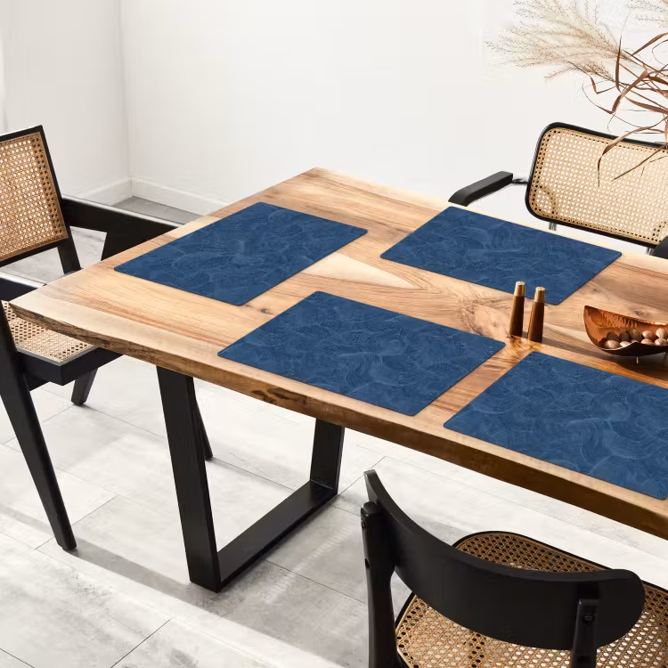 Placemat - 6 stuks - Golven - Textuur - Patroon - Blauw — 5