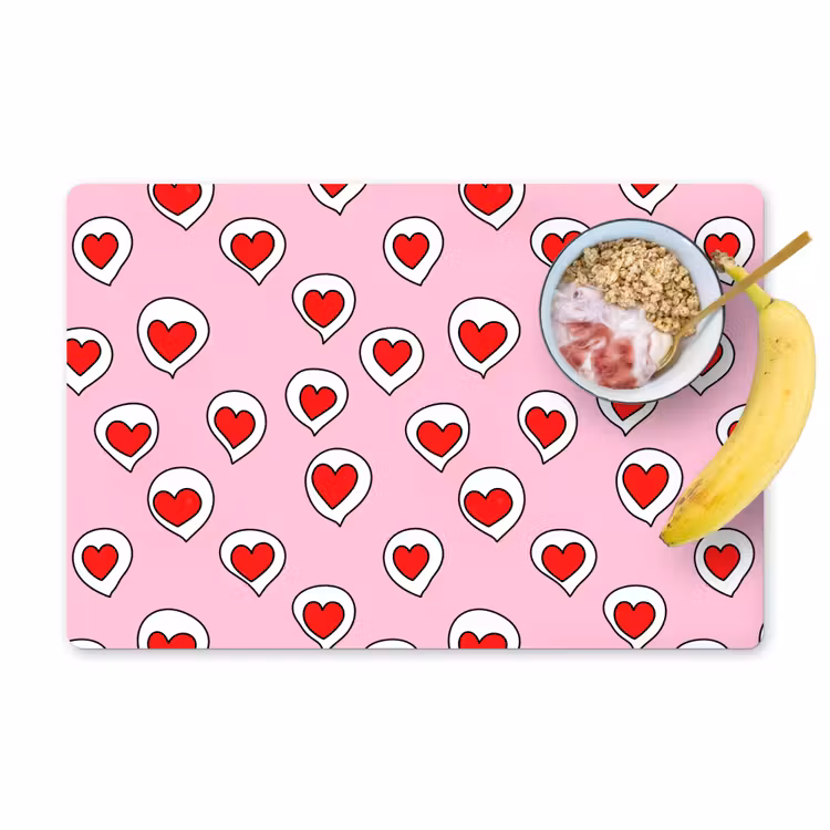 Placemat - 6 stuks - Hartjes - Patroon - Rood — 1