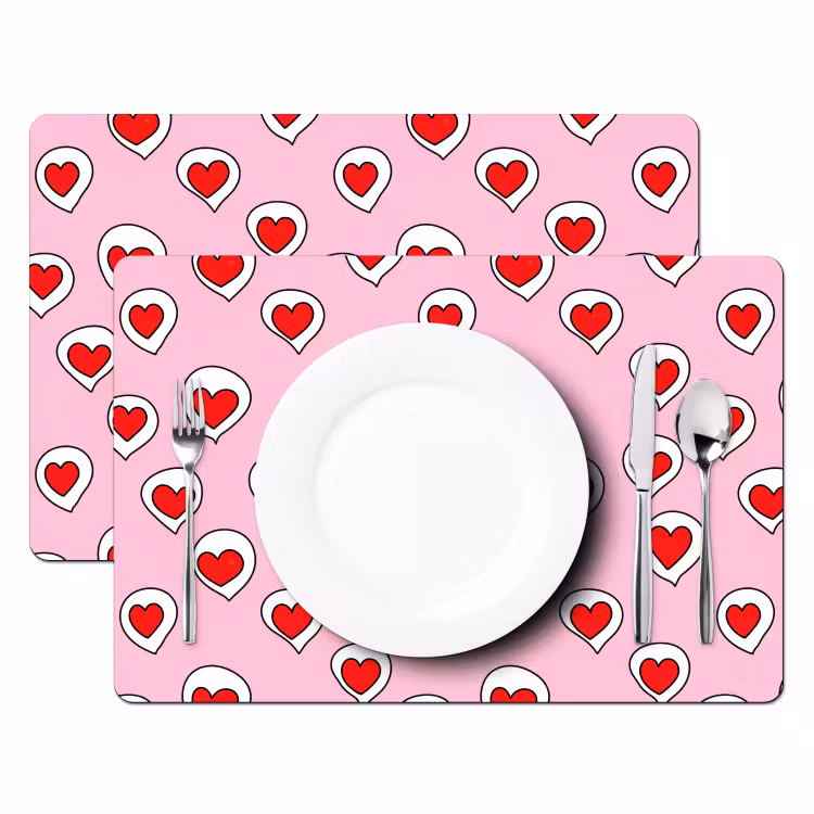 Placemat - 6 stuks - Hartjes - Patroon - Rood — 2