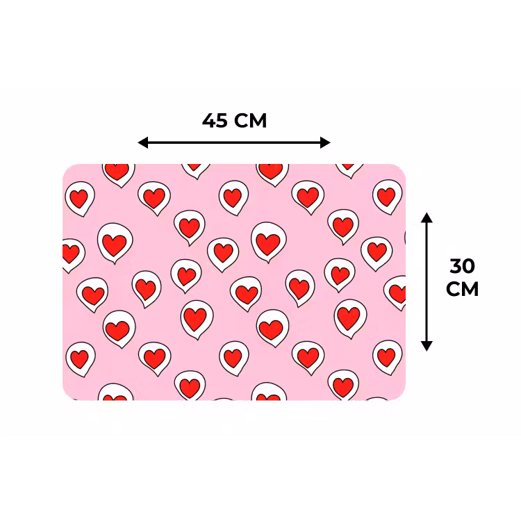 Placemat - 6 stuks - Hartjes - Patroon - Rood — 3