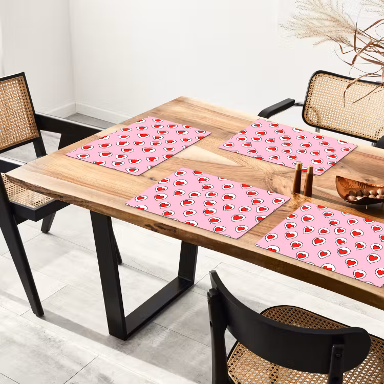 Placemat - 6 stuks - Hartjes - Patroon - Rood — 5