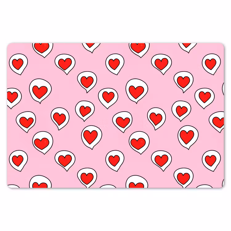 Placemat - 6 stuks - Hartjes - Patroon - Rood — 7
