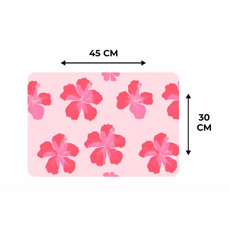 Placemat - 6 stuks - Hibiscus - Bloemen - Roze — 3