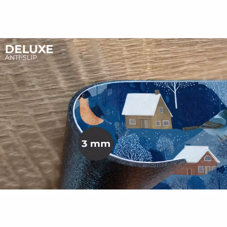 Placemat - 6 stuks - Huisjes - Vogels - Sneeuw - Winter - Blauw — 4