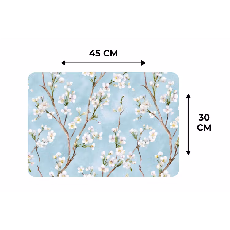 Placemat - 6 stuks - Kersenbloesem - Textuur - Blauw — 3