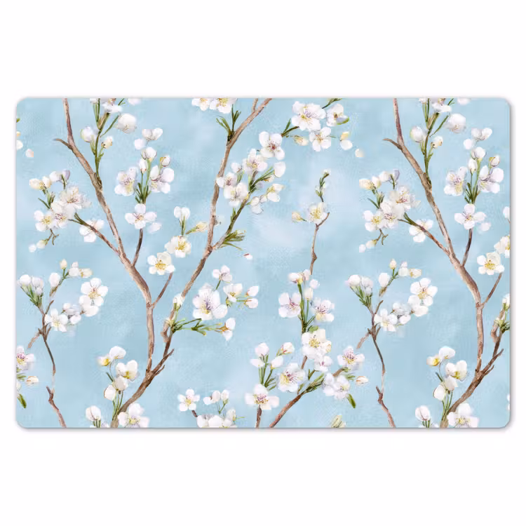 Placemat - 6 stuks - Kersenbloesem - Textuur - Blauw — 7