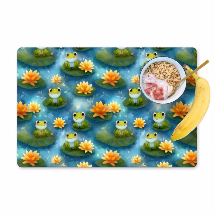 Placemat - 6 stuks - Kikker - Lelies - Groen — 1
