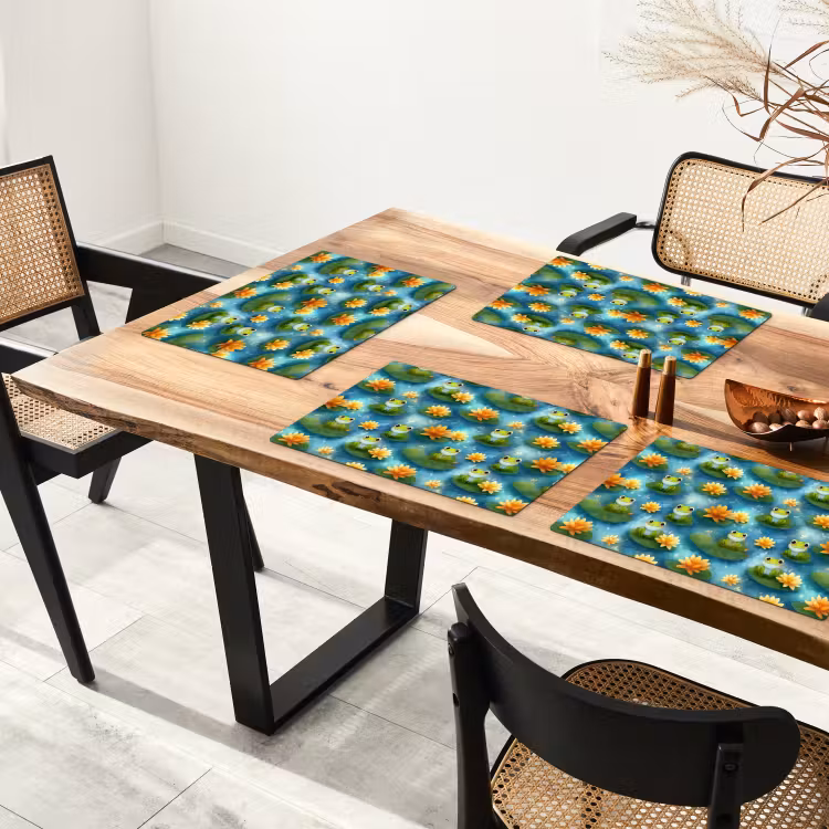 Placemat - 6 stuks - Kikker - Lelies - Groen — 5