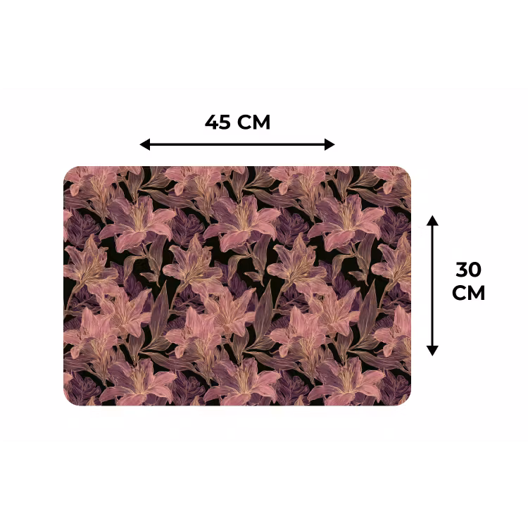 Placemat - 6 stuks - Lelies - Patroon - Paars - Goud — 3