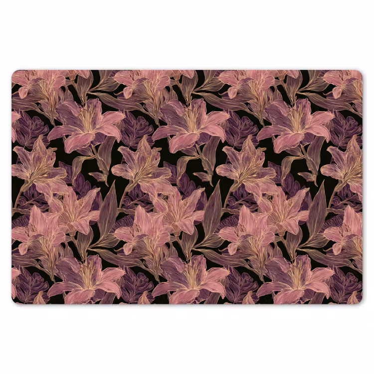 Placemat - 6 stuks - Lelies - Patroon - Paars - Goud — 7