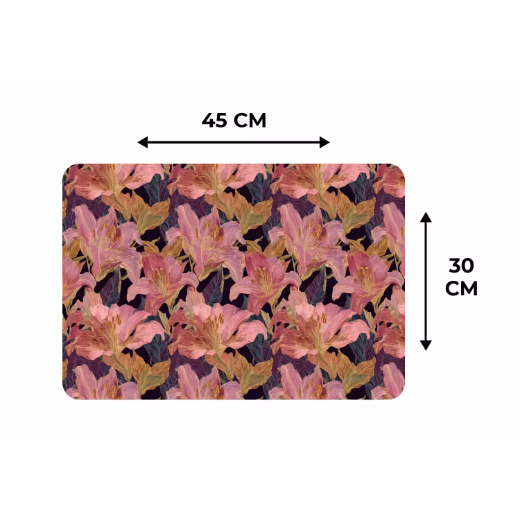 Placemat - 6 stuks - Lelies - Patroon - Roze - Goud — 3