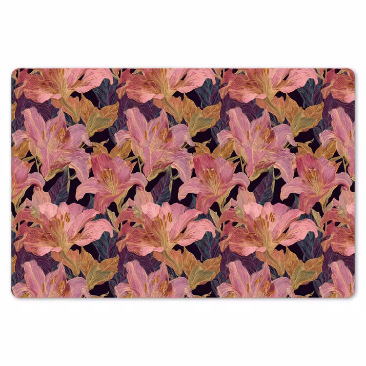 Placemat - 6 stuks - Lelies - Patroon - Roze - Goud — 7