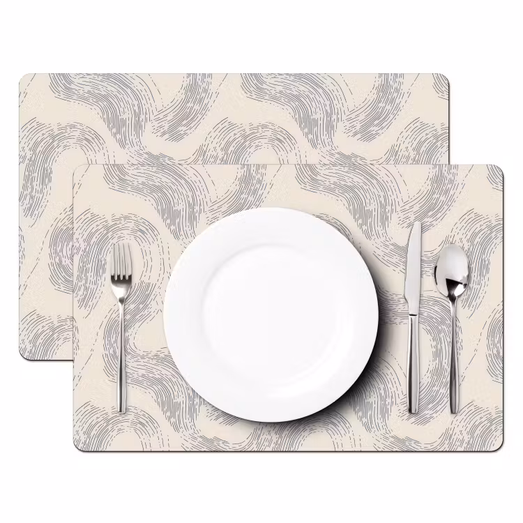 Placemat - 6 stuks - Lijnen - Patroon - Beige - Minimalistisch — 2