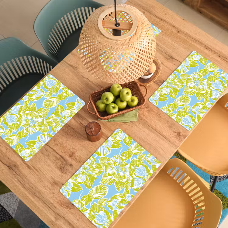 Placemat - 6 stuks - Modern - Bloemen - Groen — 6