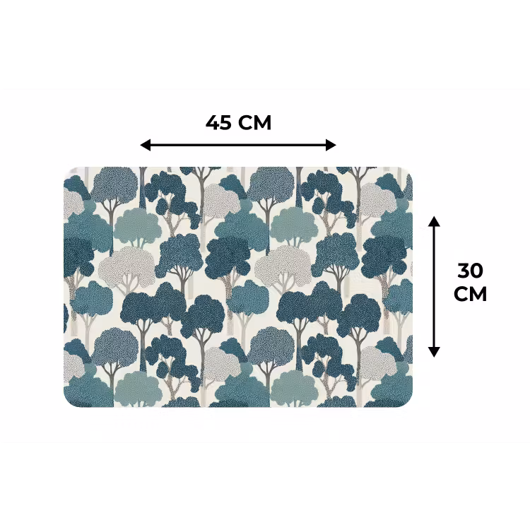Placemat - 6 stuks - Modern - Bomen - Bos - Patroon - Blauw — 3