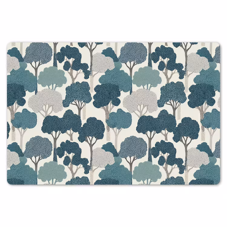 Placemat - 6 stuks - Modern - Bomen - Bos - Patroon - Blauw — 7