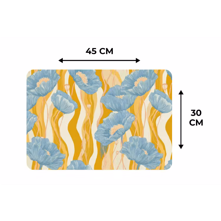 Placemat - 6 stuks - Papavers - Botanisch - Blauw — 3