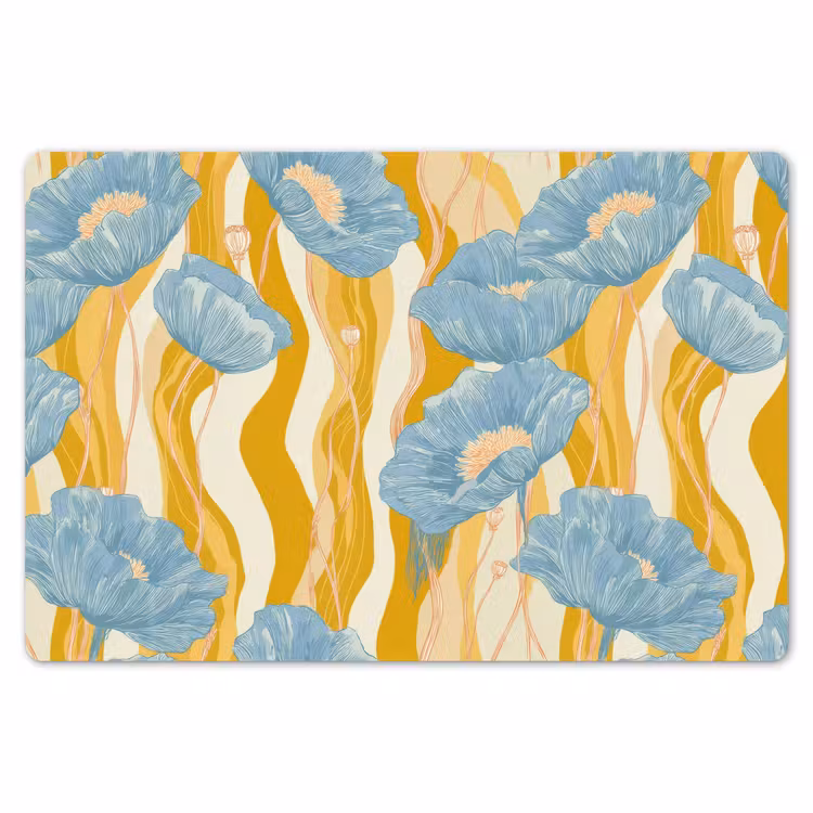 Placemat - 6 stuks - Papavers - Botanisch - Blauw — 7