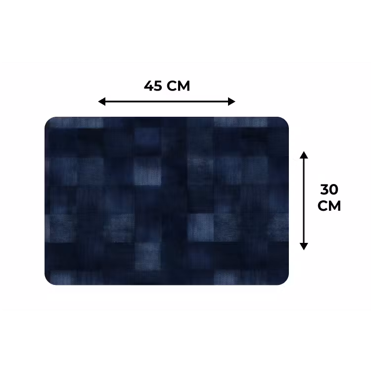 Placemat - 6 stuks - Patroon - Ruit - Marineblauw — 3