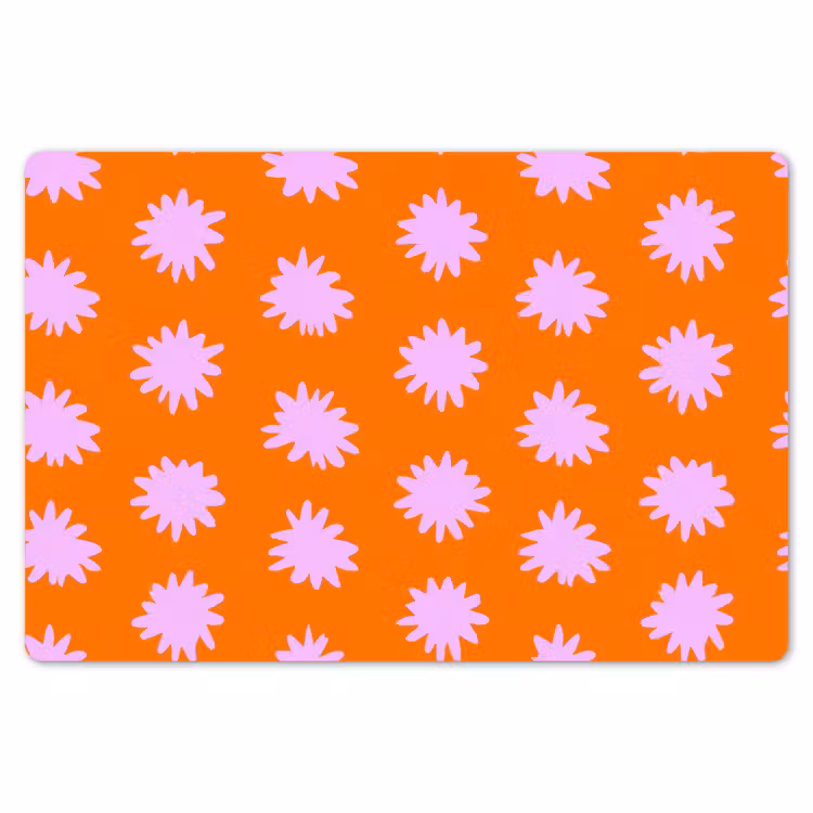 Placemat - 6 stuks - Retro - Bloemen - Oranje — 7