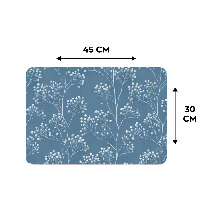 Placemat - 6 stuks - Takken - Bessen - Patroon - Lichtblauw — 3