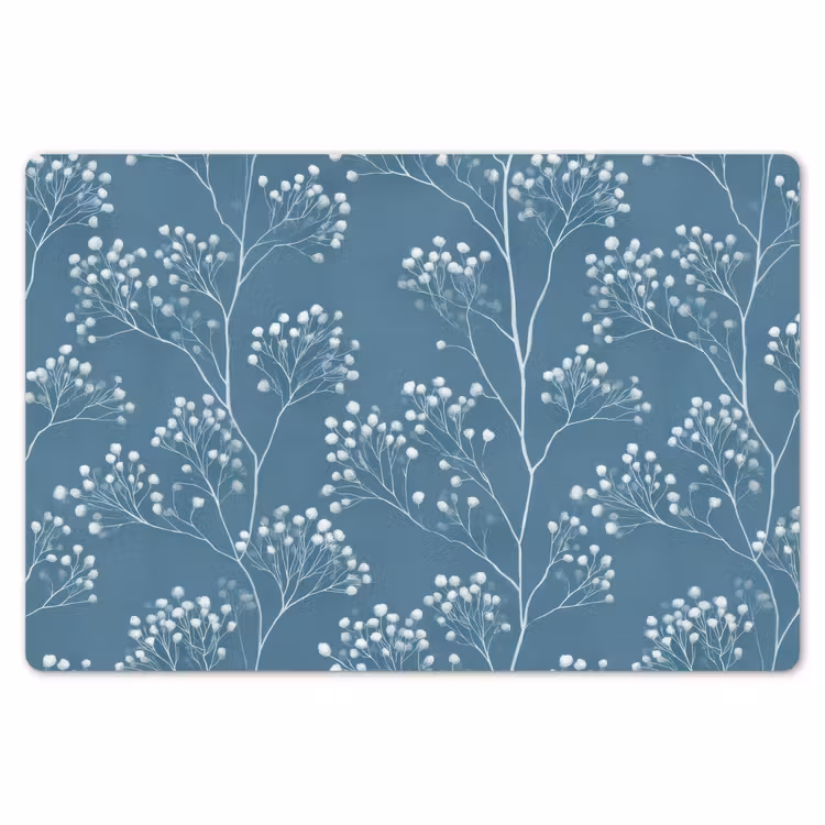 Placemat - 6 stuks - Takken - Bessen - Patroon - Lichtblauw — 7