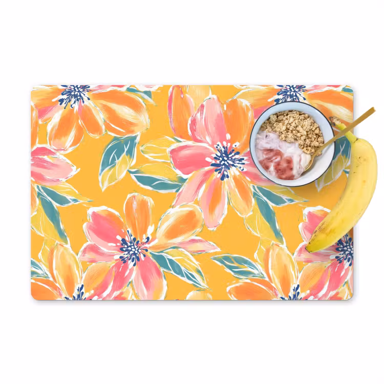 Placemat - 6 stuks - Textuur - Bloemen - Kleurrijk — 1